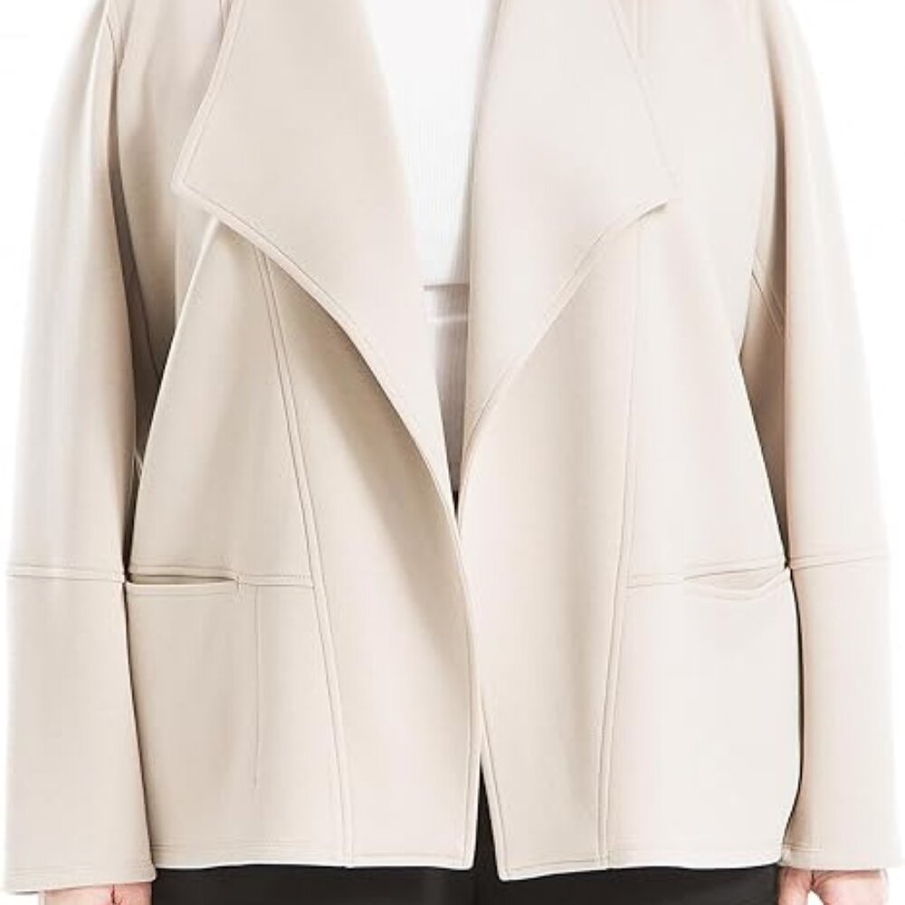 EUC Max Studio Women's Scuba Drape Front Jacket Size 3X (Light tan) - Picture 2 of 5